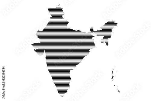 India map silhouette Striped pattern map vector illustration