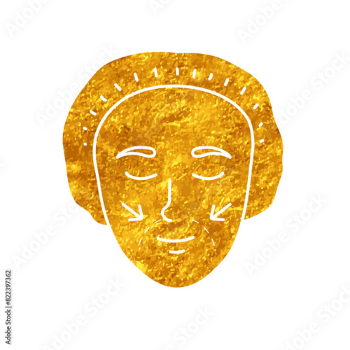 Women beauty face plastic surgery cheeks augmentation drawing in gold color style