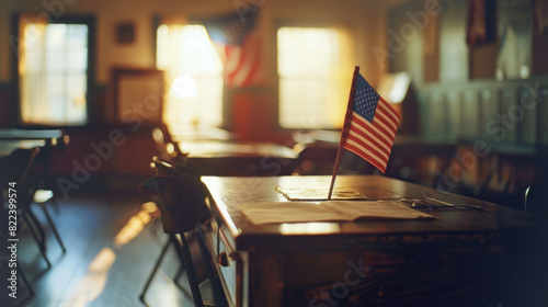 Lesson plan detailing the history of voting rights in America, captured in a closeup professional photo with a softly blurred background. Designed for educational use and student engagement. photo