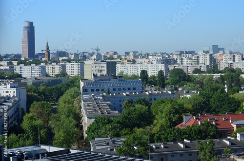 Warszawa z lotu ptaka wiosną/Aerial view of Warsaw in spring, Mazovia, Poland