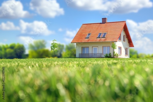 Wallpaper Mural Small house in the middle of a grassy field, real estate concept  Torontodigital.ca