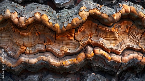 A close-up of the intricate patterns and textures of the Angel Oak's bark, revealing centuries of growth and weathering. List of Art Media Photograph inspired by Spring magazine photo