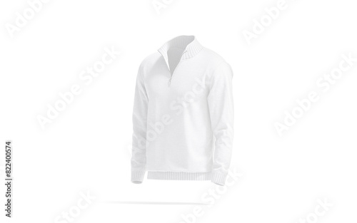 Blank white quarter zip sweater mockup, side view