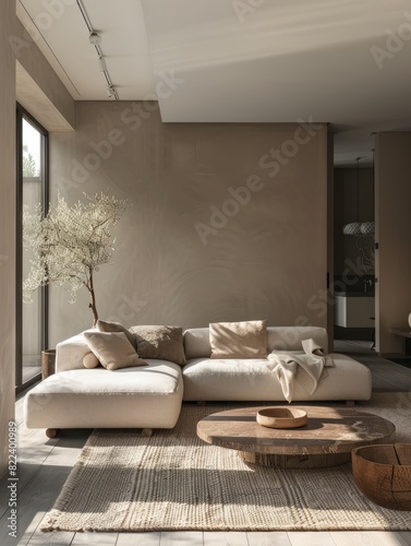 The interior of a modern house, two sofas, low table, nobody in the photo © Johannes