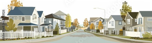 Illustration of a gated community with white background