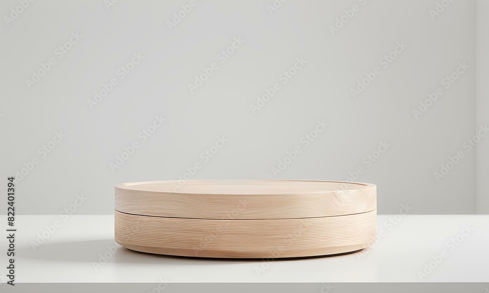 Light Wooden Podium with Gray Patterns and Pastel Abstract Shapes Light Wooden Podium with Gray Patterns and Pastel Abstract Shapes