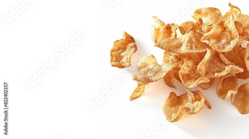 Illustration of delicious crispy pork rinds on a blank white canvas photo