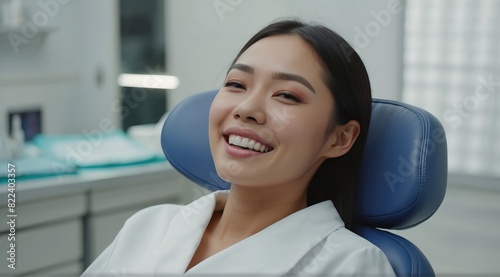 Beautiful attractive asian woman model sitting in dental chair Free Download Beautiful attractive asian woman model sitting in dental chair - GFXLoad