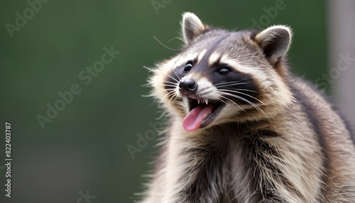 A Raccoon With Its Tongue Out Tasting The Air For