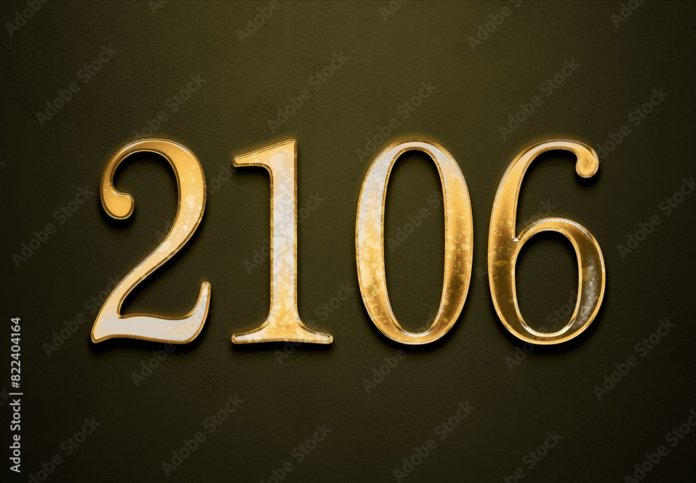 Old gold effect of 2106 number with 3D glossy style Mockup. Old gold effect of 2106 number with 3D glossy style Mockup.