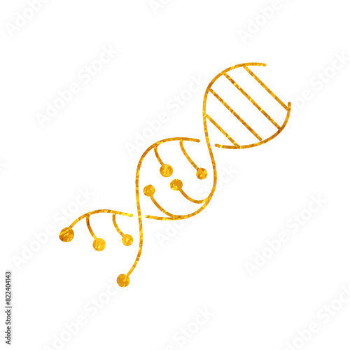 Artificially modified dna strains drawing in gold color style