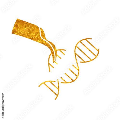 Artificially modified dna strains drawing in gold color style