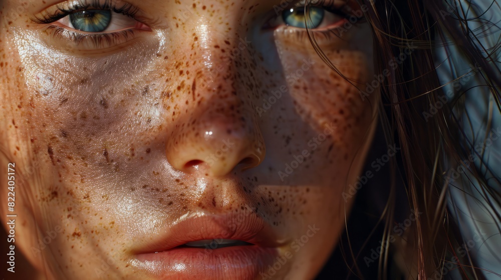 Young beautiful woman with lots of freckles on skin Young beautiful woman with lots of freckles on skin