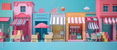 Black Friday utilizes a circus stage podium background of a bustling shopping scene, crafted in minimal styles, perfect as an energetic banner sharpen