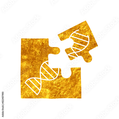 Artificially modified dna strains drawing in gold color style
