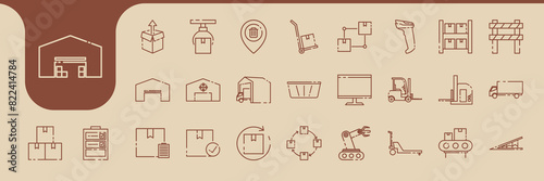 warehouse simple line icon vector designs