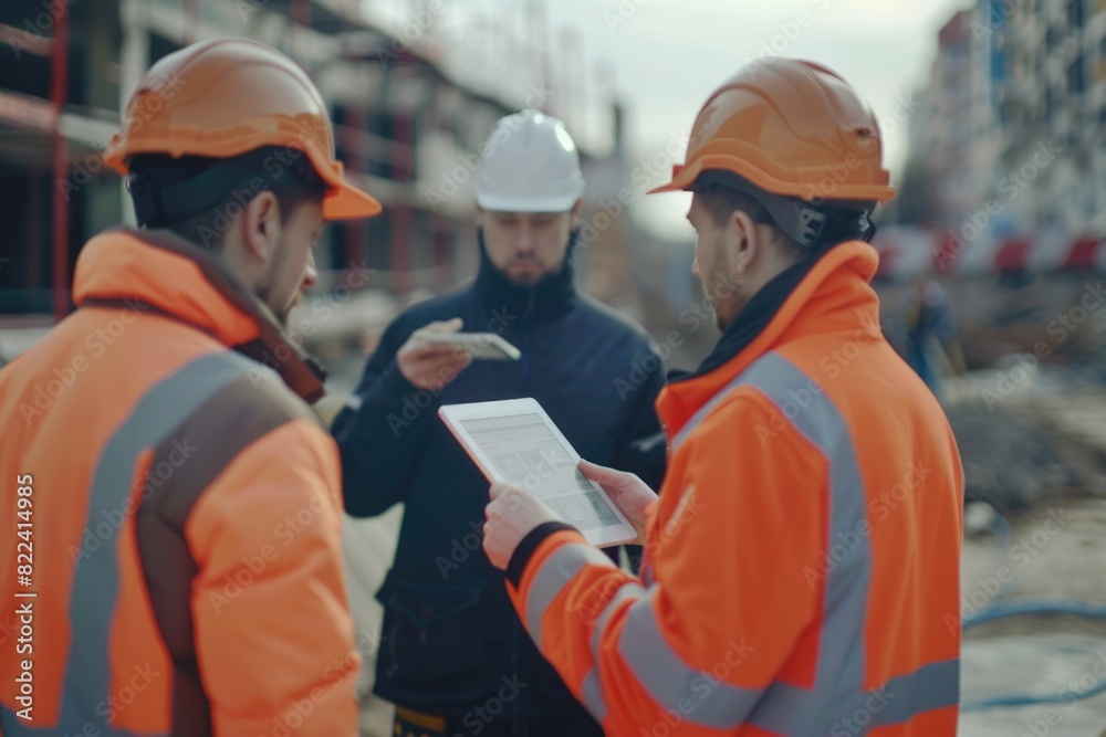 Everyone needs to be on the same page. Shot of a group of architects using a digital tablet at a building site. Everyone needs to be on the same page. Shot of a group of architects using a digital tablet at a building site.