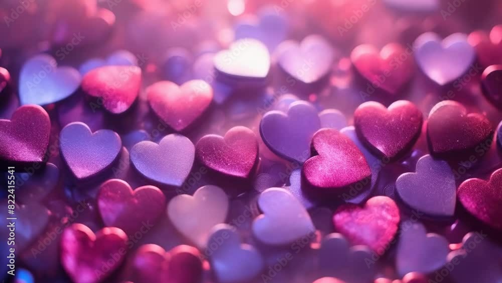 Close-up of purple and pink heart shapes, symbolizing love and romance on a vibrant background. Romantic holiday backdrop. Valentine's Day, wedding, party Close-up of purple and pink heart shapes, symbolizing love and romance on a vibrant background. Romantic holiday backdrop. Valentine's Day, wedding, party