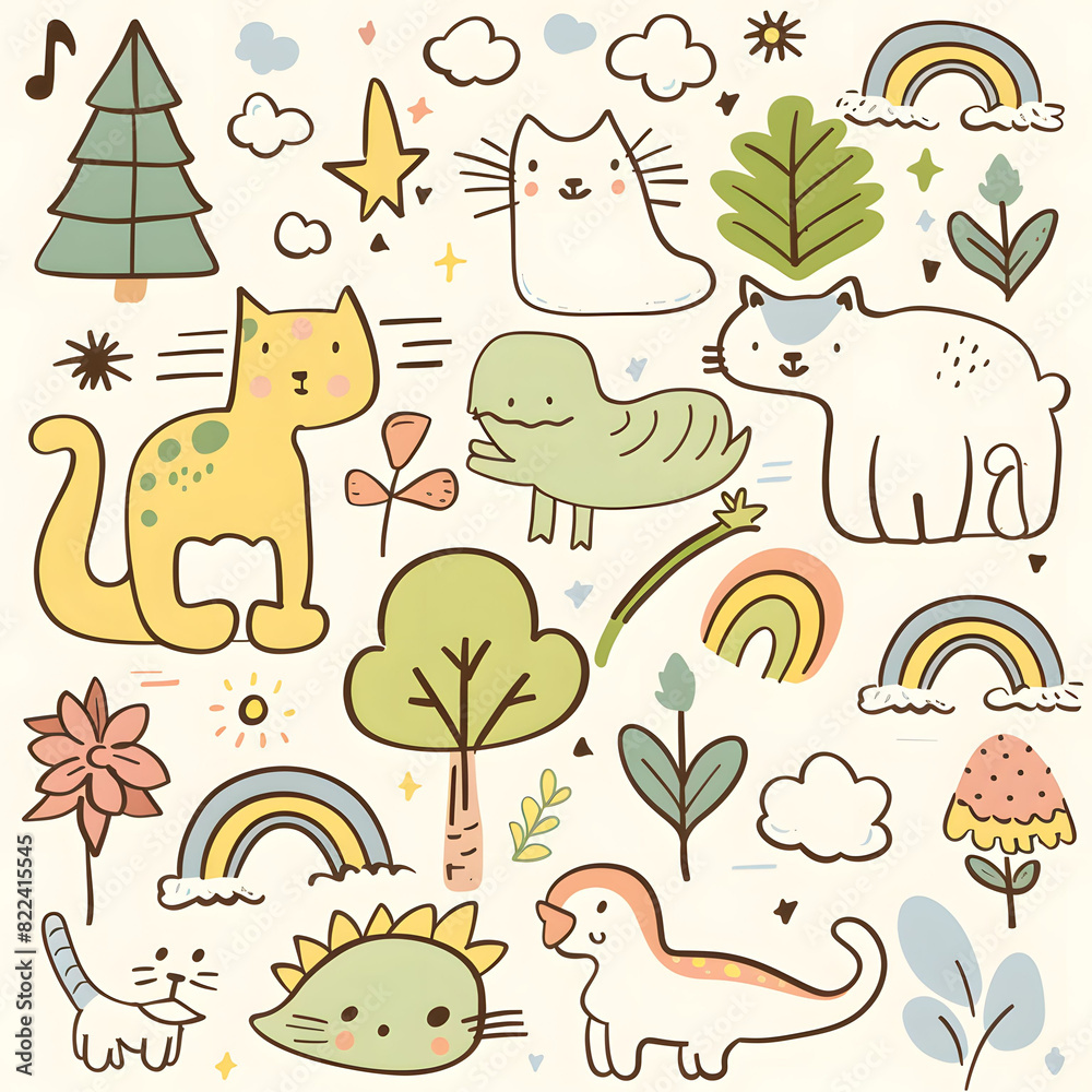 Naklejka premium Cute Patterns for Kids