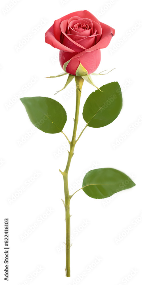 Rose flower with leaves on transparent background, PNG format, red, pink , cream color rose