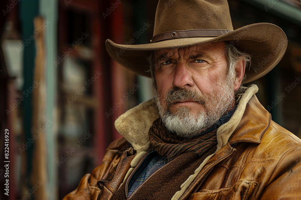Generative AI picture Portrait of wild west retro movie western city town with cowboys and cowgirls and horses Generative AI picture Portrait of wild west retro movie western city town with cowboys and cowgirls and horses