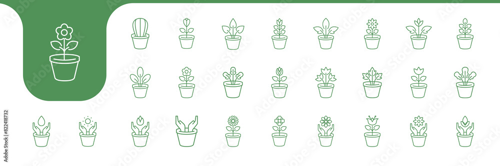 gardening pots line minimalist icon vector designs gardening pots line minimalist icon vector designs