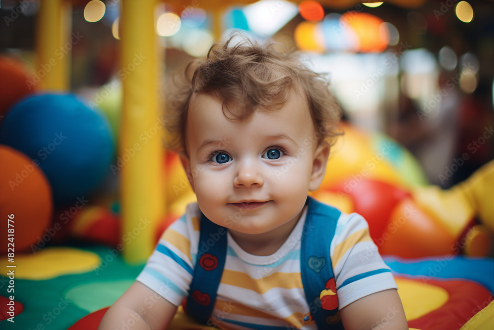 Cute children in playground playroom territory having fun playful childish mood made by Generative AI Cute children in playground playroom territory having fun playful childish mood made by Generative AI