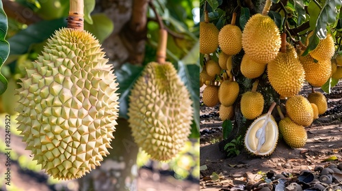 A Majestic Durian Tree Overshadowing Lush Filipino Organic Mango Orchards A Sustainable Tropical Fruit Farm