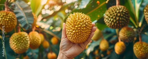 Ripe Durian and Juicy Jackfruit Showcase the Exotic Fruits of a Lush Orchard