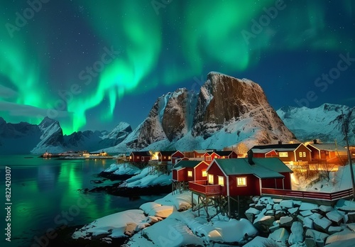 The Northern Lights over Hamnoy, Norway