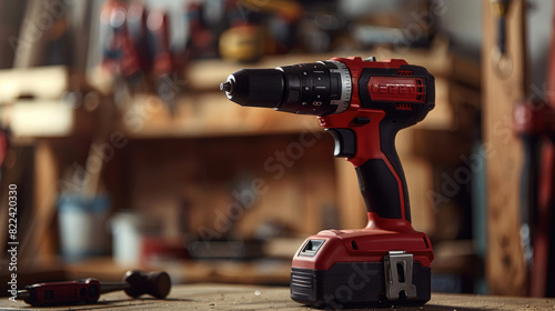 Close-Up View of Cordless Drill photo