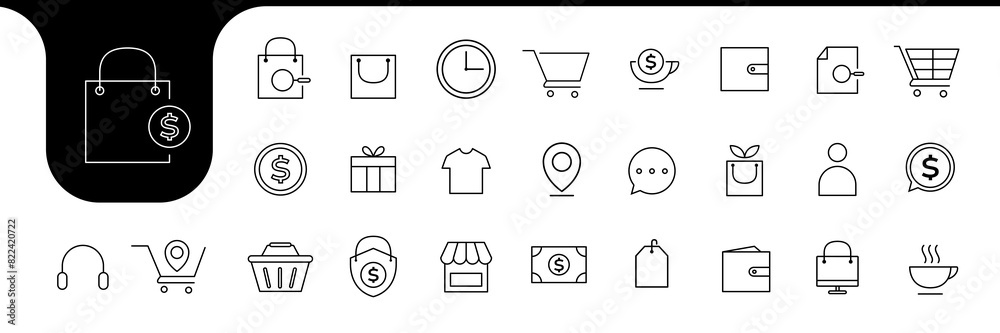 shopping line minimal icon vector designs shopping line minimal icon vector designs