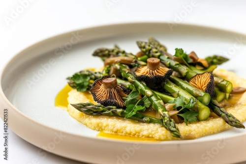 Satisfying Asparagus and Morels with Tarragon and Creamy Polenta