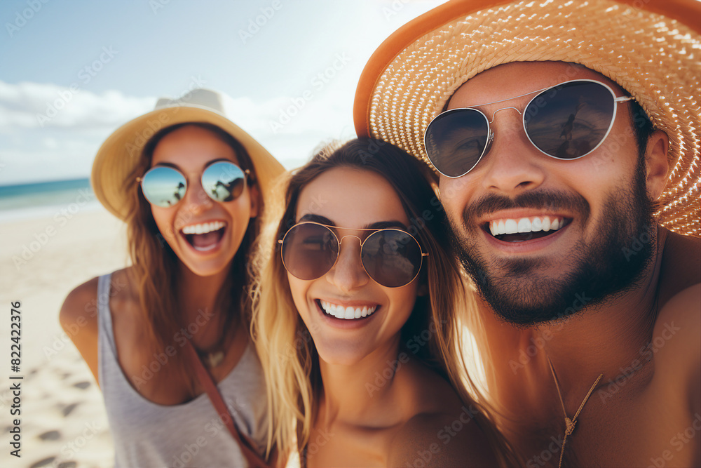People having nice rest at the beach summer beautiful day weekend vacation time Generative AI picture People having nice rest at the beach summer beautiful day weekend vacation time Generative AI picture