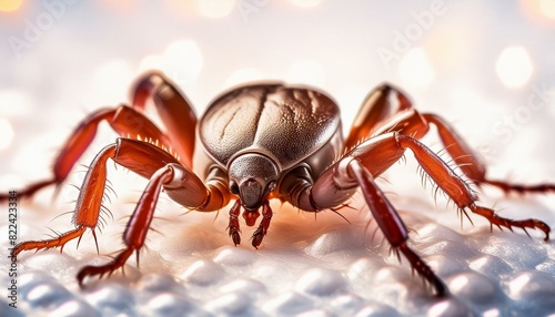 Closeup of tick with light flare background  disease ridden insect 