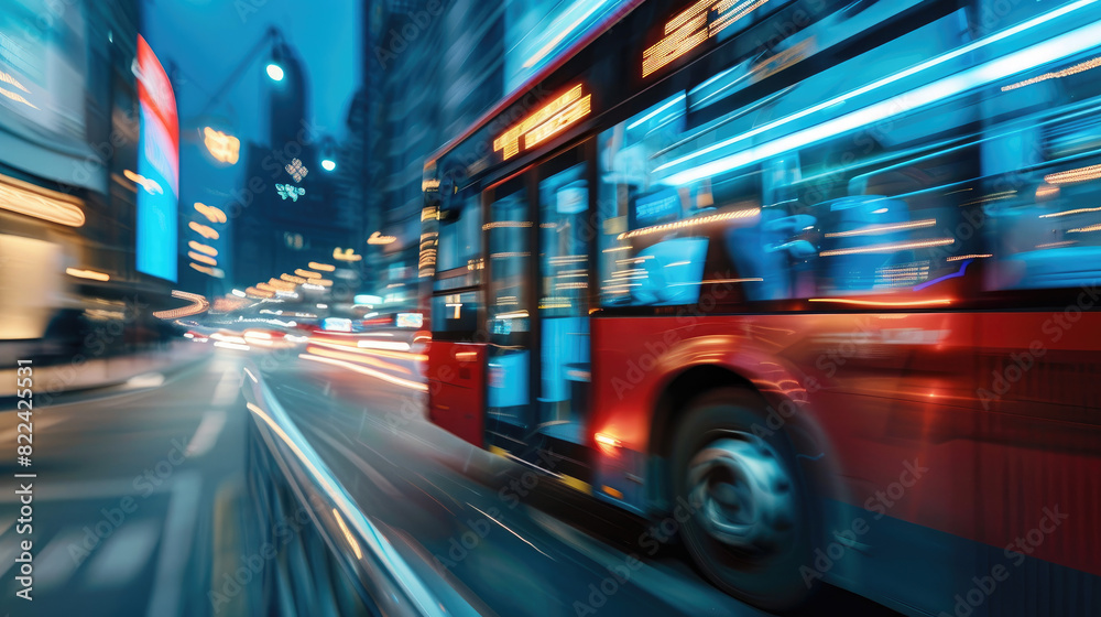 Fototapeta premium Close-Up of City Bus in Motion on Highway