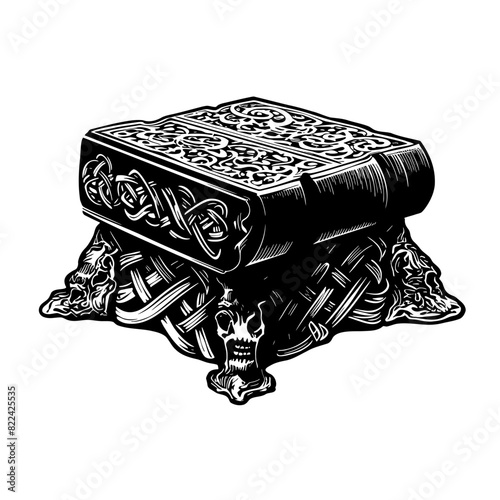 Enigmatic Vector Art of an Ancient Magic Tome: Unlock Mysteries, Spells, and Secrets from the Depths of History
