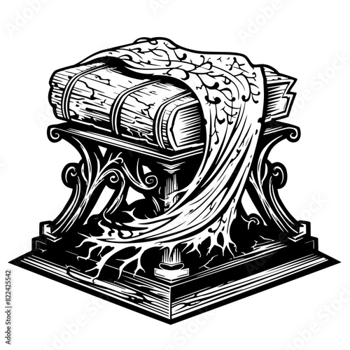 Enigmatic Vector Art of an Ancient Magic Tome: Unlock Mysteries, Spells, and Secrets from the Depths of History