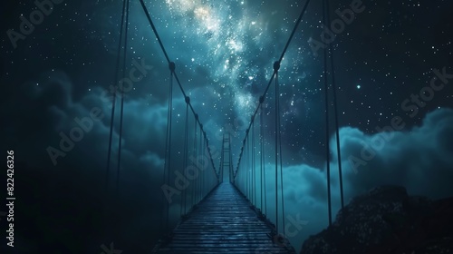 The bridge is a symbol of hope representing the ongoing efforts to unravel the secrets of the universe. photo