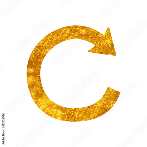 Clockwise rotating arrow drawing in gold color style