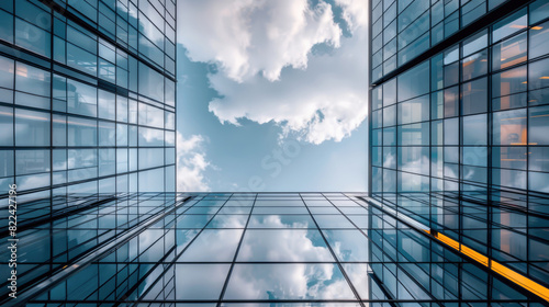 Modern Office Skyscrapers Seen from Below