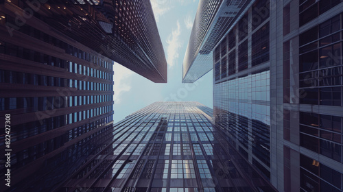 Modern Office Skyscrapers Seen from Below