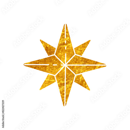 Compass drawing in gold color style