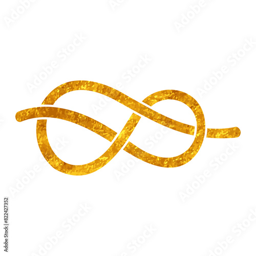 Rope knot drawing in gold color style © puruan