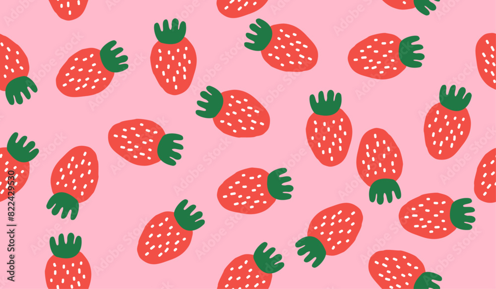 Cute strawberry fruits pattern background vector design Cute strawberry fruits pattern background vector design