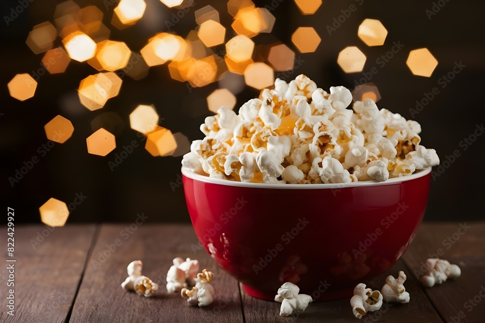A sweetcorn snack in a wooden bowl is perfect for watching movies generative a A sweetcorn snack in a wooden bowl is perfect for watching movies generative a