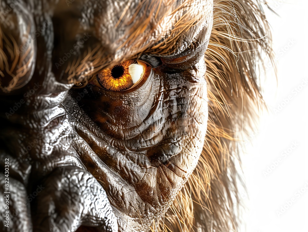An ultra-realistic birds-eye view illustration of Bigfoot An ultra-realistic birds-eye view illustration of Bigfoot