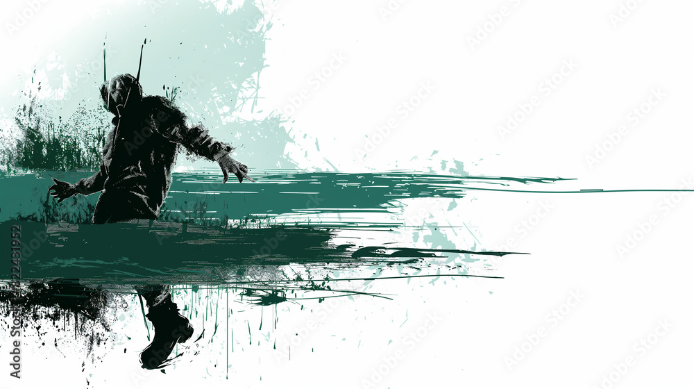 Obraz premium Graffiti-Inspired Dancer in Paint Splashes - Energetic Street Art Style