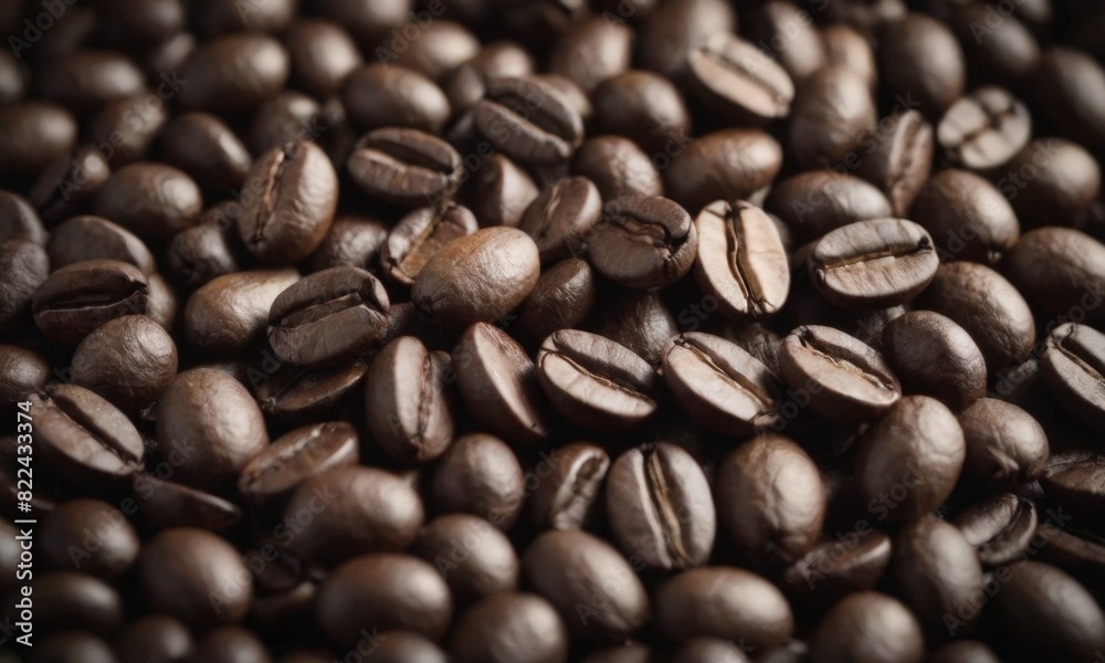 Close-Up View of Roasted Coffee Beans in Rich Detail. Coffee background Close-Up View of Roasted Coffee Beans in Rich Detail. Coffee background