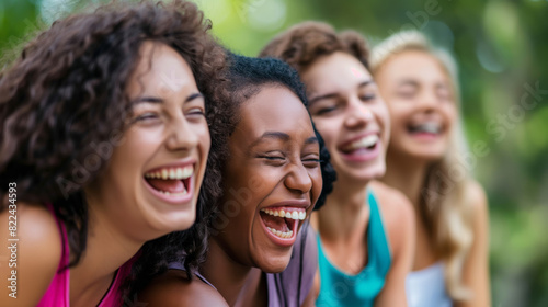 a photo of a group of diverse friends laughing together at a park